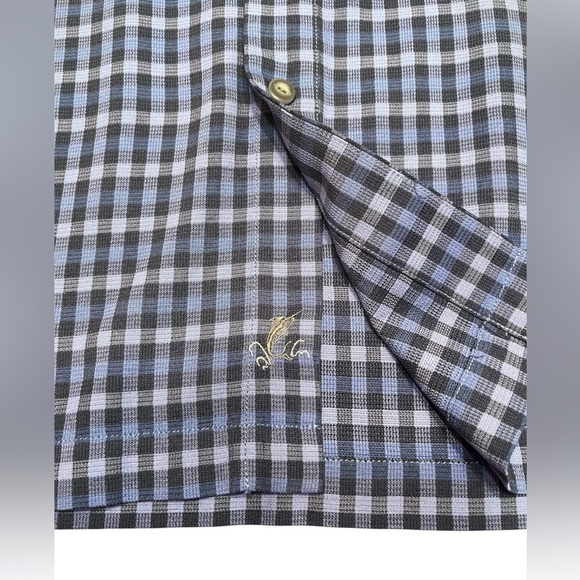 Tommy Bahama 100% Silk G'day Gingham Camp Shirt Blue Size XL - Picture 6 of 13